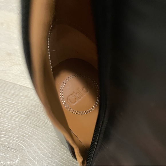 Chloe Wave Black Calf Smooth Leather Knee High Boots with Wave Heel 39 - Picture 8 of 14